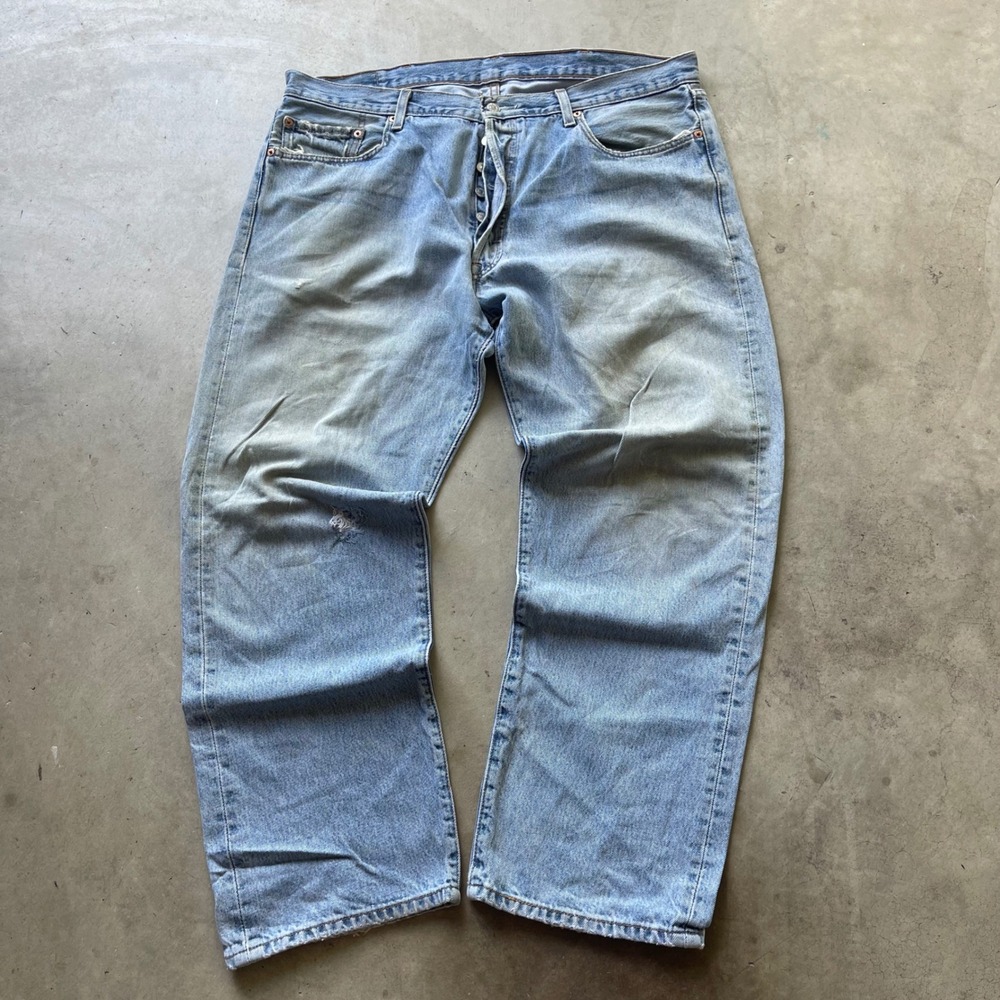 Levi's 501 Vintage Y2K Mens Light Wash Straight Leg Button Fly Jeans 40x30